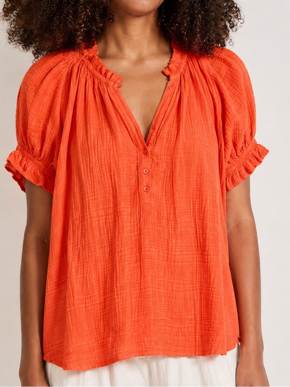 Apiece Apart Kasin flowy Cotton Gauze Top Rosewood Orange size XS